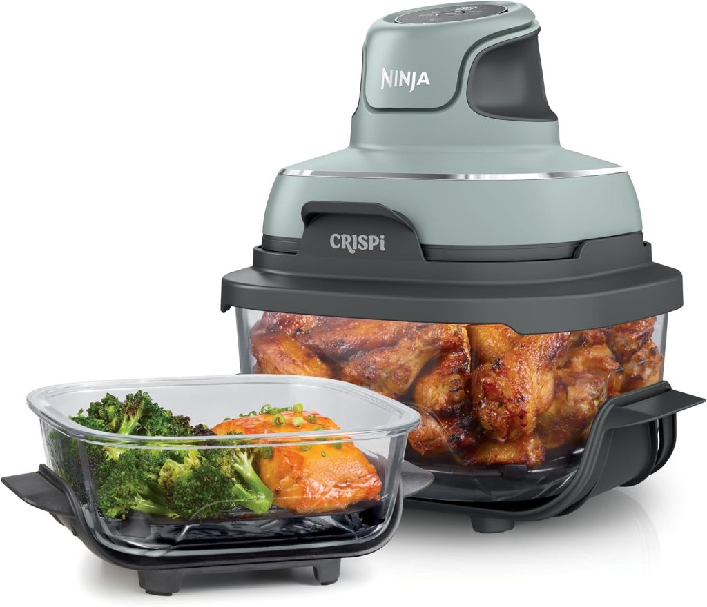Green Ninja Crispi glass air fryer with bonus glass container