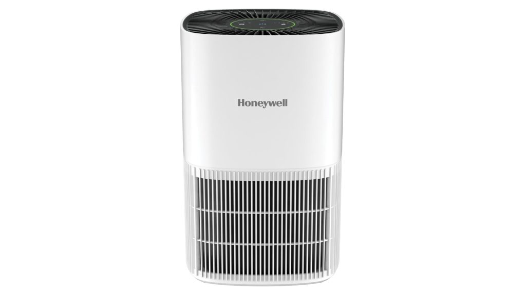 white rectangular Honeywell air purifier unit (Plus compact model)