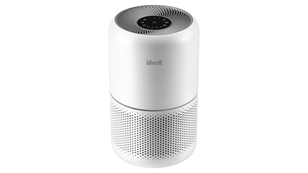 White Cylindrical Levoit air purifier (Core 300-P model)